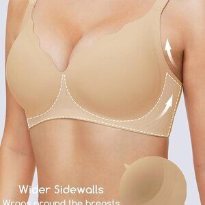 No Underwire Seamless Wireless Sleeping Bras Scalloped Deep V Bralette